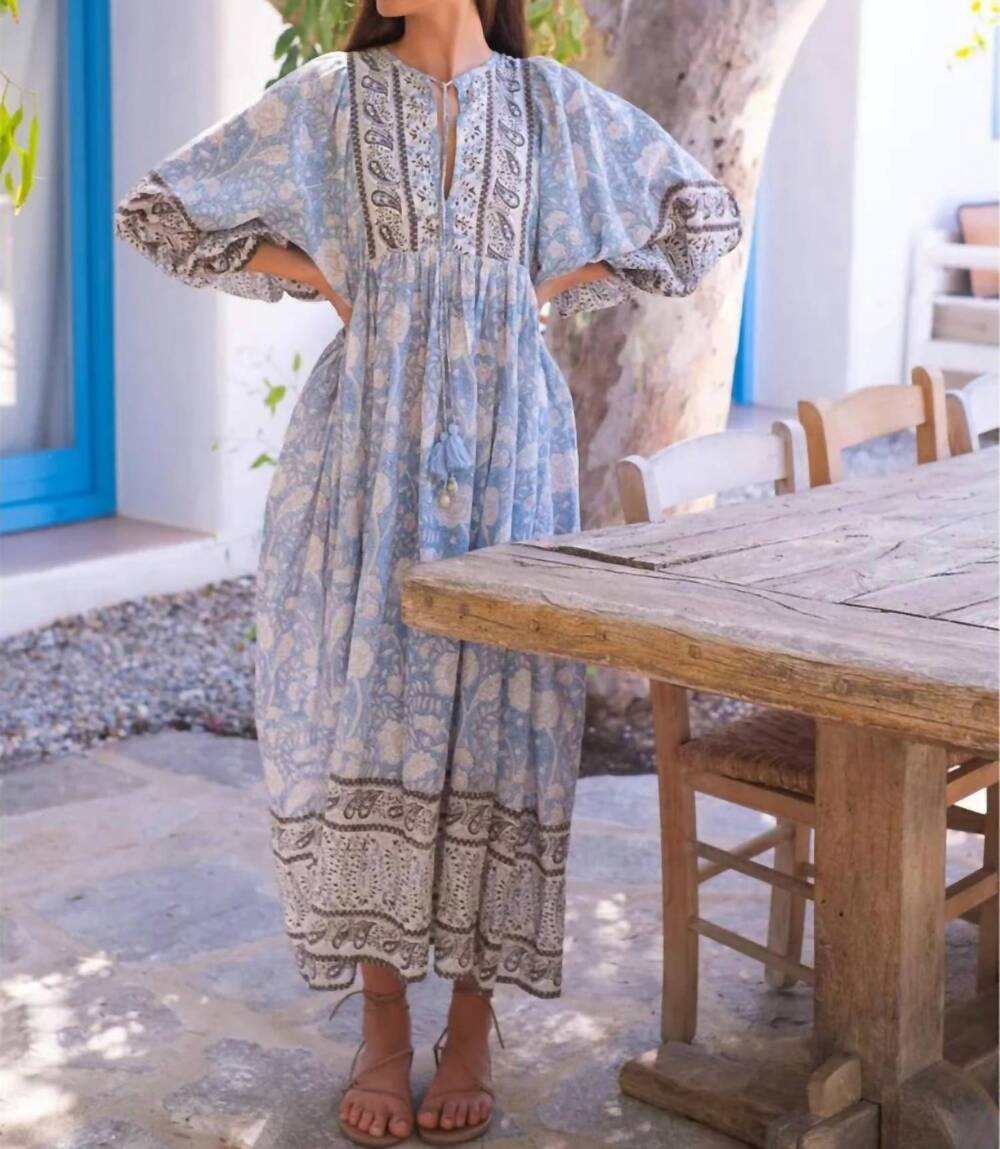 NEW BELL sylvie maxi dress in blue/brown print